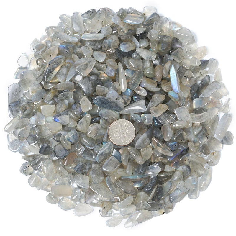 ZenQ 1 lb Gray Moonstone Tumbled Stone Chips Crushed Natural Crystal Quartz Pieces - Image 2